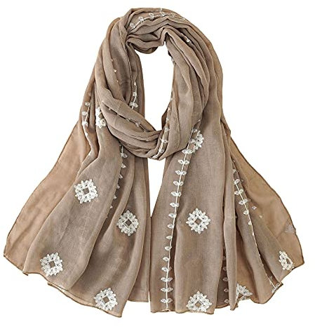 TianWlio Floral Chiffon Schal Damen Blumenmuster Halstuch Schal Leinen Damen Baumwolle lang bestickt Mode schlicht und dünn Schal