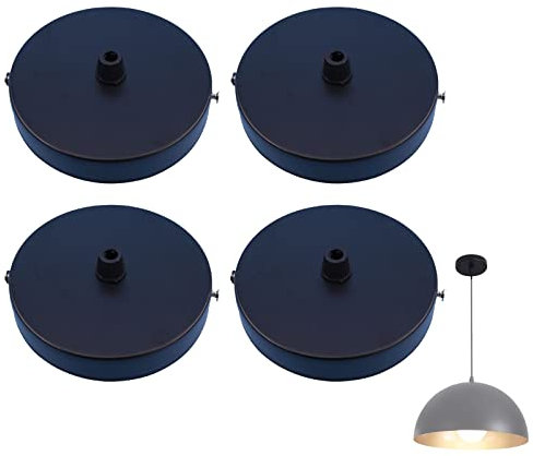 HsentimenH 4 Pièces Auvent de Plafond, 100 x 20mm Rosace Noir, Cache Fil, Avec Accessoire D'Installation pour Maison Jardin Lampe Suspendue