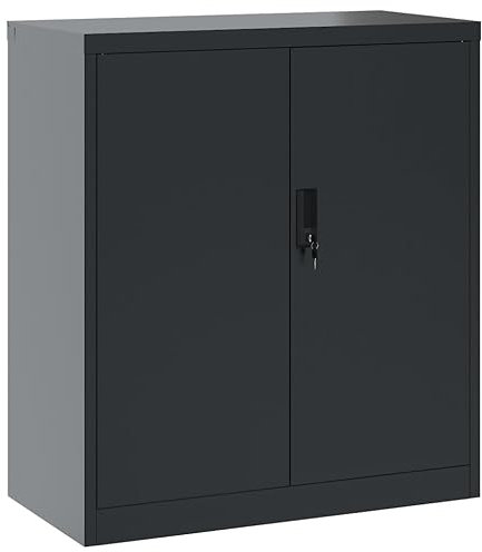 vidaXL Aktenschrank, Büroschrank mit Boden, Abschließbar Metallschrank Schrank mit Türen, Aufbewahrungsschrank Büromöbel, Anthrazit Stahl