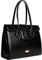 Zamponi Berlin Damen-Tasche aus echtem Leder, breite Schulter Elegante Hand-Tasche Frau Schickes, Shopping-Täschchen Schultertasche aus Leder, Fächer tote shopping bag Tasche Oberer Stiel, Schwarz