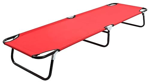 ZEYUAN Klappbare Sonnenliege Rot Stahl, Gartenliege, Liegestuhl, Sonnenstuhl, Sonneninsel Outdoor, Liegen, Gartenmöbel, Bäderliege, Relaxliege - 47756