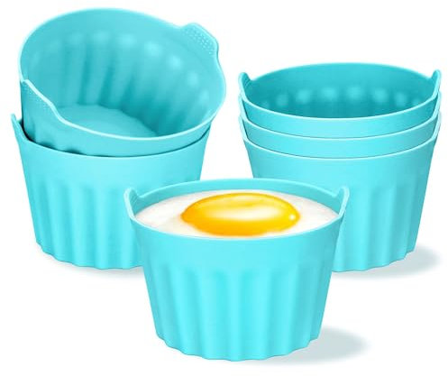 Meetory Ramekins for Air Fryer, 6PCS Silicone Egg Poacher Egg Moulds Air Fryer Accessories for Poached Eggs Muffin Cake for Ninja/Tower/Cosori