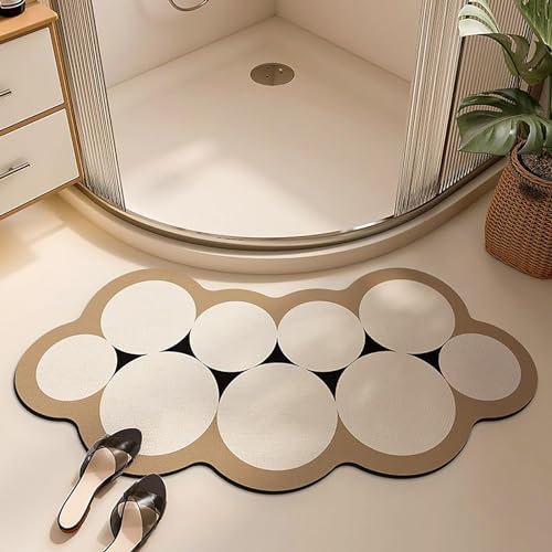 Non Slip Bath Mats，Curved Shower Mat，Curved Bath Mat for Round Shower, Super Absorbent Non Slip Quadrant Curved Bath Rug, Quick Dry Corner Bathroom Rug,A,40x75cm
