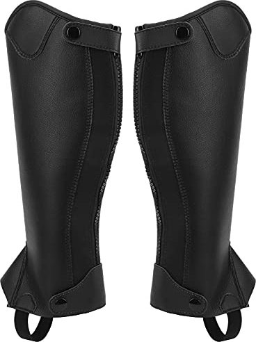 HERCHR Half Chap Für Kinder, REIT-Half Chaps, Kinder-Chaps, Reitgamaschen, Schutzausrüstung Für Den Reitsport, Leder-Reißverschluss, Half Chap, Unisex-Kinder(CL)