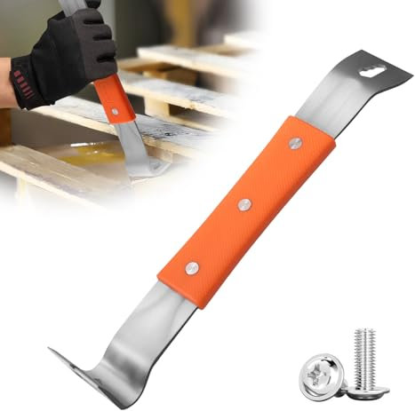 Hebeleisen, Edelstahl Werkzeug Brecheisen, Flach Stange Multifunktionale Brechstange, Nageleisen Mini mit Gummigriff, 10.7in/27cm Stemmeisen, Nagelschlitze, Brecheisen mit Schraubendrehers für M4/5/6