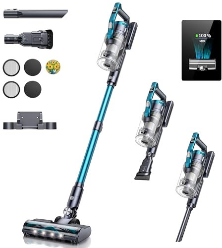 Cordless Vacuum Cleaner, 38KPA/450W Powerful Stick Vacuum with OLED Screen, Aroma Tablet, Up to 55Mins, Multi-Cone Filtration, 2024 NEW Lightweight Vacuum for Hardwood Floor Carpet Car Pet Hair