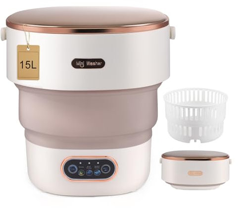 HIUYRFS Mini machine à laver portable 15 L avec panier d'essorage pliable pour sous-vêtements, vêtements de bébé et petits vêtements, convient pour la maison, les appartements, les dortoirs et les