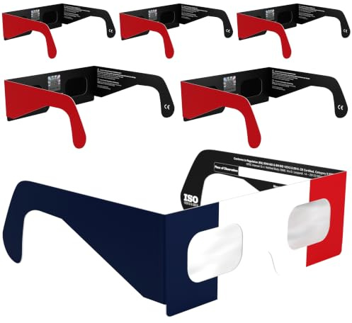 Absolute Eclipse Lunettes Eclipse Solaire 2026 pour Voir l'Éclipse - ISO 12312-2 CE Certifiées Homologuées - 6 Pack Famille - Design FR - Adultes Enfants - Fabricant Européen Reconnu AAS