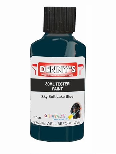 SCOOBYS PAINTS BACK IN THE MIX Chalk Emulsion Matt Paint, Water-Based, No Primer Required, For Walls and Furniture Dark Blue, (Sky Soft Lake Blue, 30ml Colour Tester)