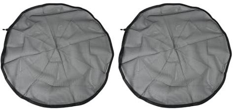 Opatiny Cubierta de red para cubo de lluvia con cordón de cordón, paquete de 2 tapas de malla transparente, barriles de lluvia de diámetro pequeño, para cubo de agua para protección contra desechos y