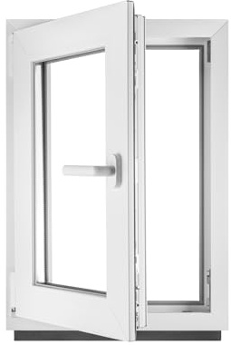 BAU PLAZA Ventana de plástico blanco 50 x 110 cm (ancho x alto) – Ventana giratoria basculante DIN izquierda – Doble acristalamiento 32 mm – Protección térmica y aislamiento acústico – Ventanas de PVC