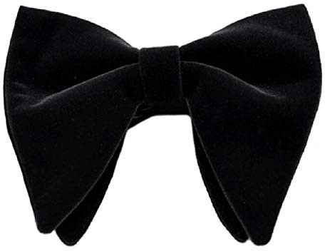 Simpowe Pajarita de terciopelo grande preatada para hombre, Negro con hebilla de hierro, Large