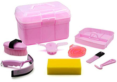 AMKA Caja de limpieza para niños – Maletín de limpieza relleno de 7 piezas (rosa)