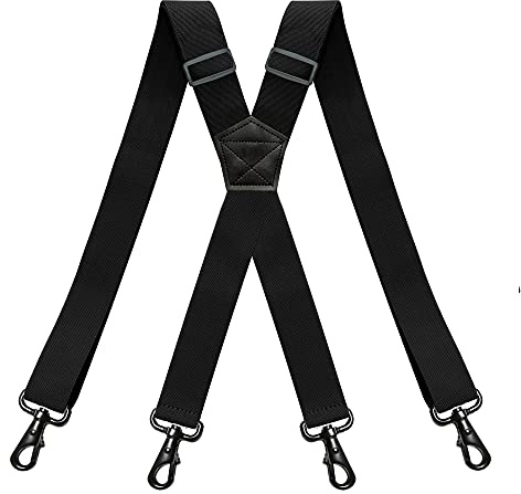 RIONA Bretelle Uomo con 4 Robusta Clip Metallo per Uomini e Donne Regolabile di 3.8 cm e Forma a X Elastica