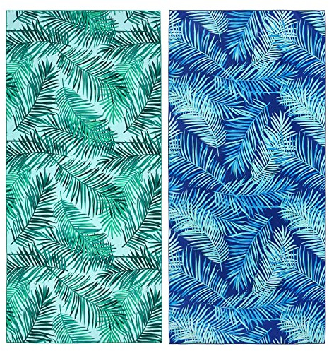 2 Pack Microfiber Beach Towel, Oversized Pool Towel 75”x 35”, Sand-Free Quick Drying Camping Super Absorbent Bath Blanket, Soft Breathable and Lightweight