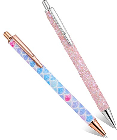 ASTER 2 Pcs Air Release Weeding Pen, Retractable Pin Pen Weeding Tool for Vinyl, Glitter Metal Tint Tools Pin Pen for DIY Craft Vinyl Project (Blue+Glitter)
