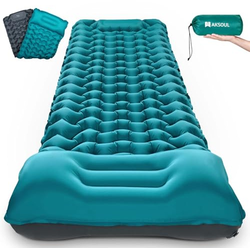 AKSOUL Matelas Pneumatique De Camping Auto-Gonflant: Grand Matelas Gonflable Extérieur Ultra-Léger Épais, Auto-Gonflable Matelas D'Isolation Thermique Pliable pour Tente Trekking Plage