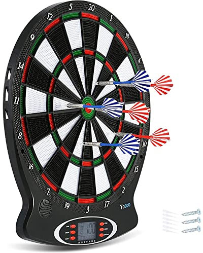 Freccette elettroniche, 15in Freccette elettroniche Set di giochi di bersaglio Freccette appese Display LCD Punteggio con freccette 6pcs, per adulti Bambini Amici Gioca Regalo