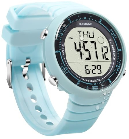 ILAME Digital Sports Watch for Boys and Girls Swim or Dive 100m Underwater, with Multiple Functions of Alarm Clock, Stopwatch, Countdown, Dual Time, 12 and 24 Hour Format Switchable, Silicone Band
