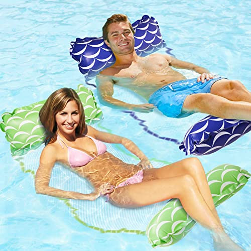 Wasserhängematte 2 Stück, JATEKA 4-in-1 Wasser Hängematte Schwimmbecken Schwimmbett Pool Loungesessel Pool Lounge Pool Aufblasbare Hängematte für Erwachsene und Kinder