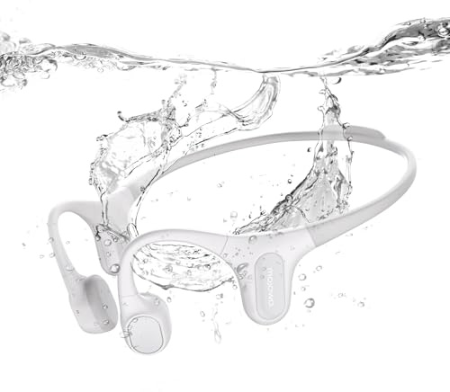 mojawa Run Plus Cuffie a Conduzione Ossea, Open-Ear, Bluetooth 5.2, MP3 32 GB, Impermeabili IP68, Microfono ENC, per Nuoto, Corsa, Ciclismo, Escursionismo, Palestra e Uso Quotidiano – Grigio