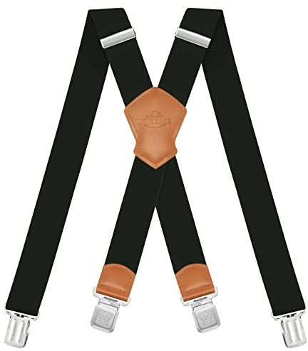 Dresime Bretelles Homme Larges Réglable Élastique Extra Fort 4 Robuste Clips, pour Hommes et femmes avec en forme X Design et Sangles Extra Larges -4cm