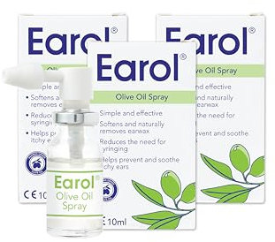 Earol | Olive Oil Ear Wax Removal Spray | Clinically Proven | Reduces Need for Syringing | Metered Dose | 3 Pack of 10ml Oil Spray Bottle, 10ml (Pack of 3)