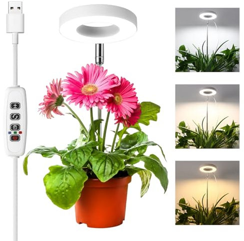 Lampe pour Plantes, 48 LEDs Spectre Complet Lampe de Croissance avec Chronométrage (3H/9H/12H), 10 Niveaux de Luminosité, 3 Modes Lumière, Lampe Led Horticole pour Semis, Succulentes, Orchidee