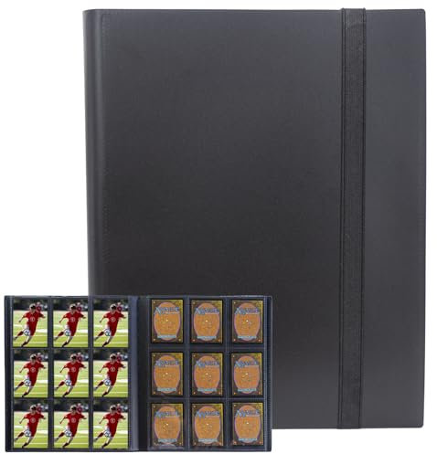 Reliure Noire 360 Pochettes Pour Collectionneurs De Cartes, Album à Reliure Double Face Avec 9 Pochettes Pour Cartes, Classeur Avec Courroie Élastique Pour Collectionner Les Cartes à Collectionner