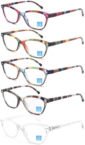 HEEYYOK Gafas de Lectura Mujer Anti Luz Azul,Rectangulares +2.50 Gafas de Presbicia Mujer,Montura Ligera con Estampado de Flores.