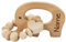 Baby HOLZ Greifring mit Lasergravur - personalisiert mit Namen | Mädchen & Jungen Lernspielzeug als Geschenk zur Geburt, Taufe | Elefant & Herz