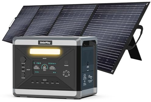 SolarPlay Stazione di Ricarica Portatile 2400w, Centrale Elettrica Portatile 2160wh con 2x200W Moduli Solari, con 14 Connessioni di Uscita, Generatore di Energia per Campeggio