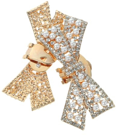 TOGEVAL Clips para Zapatos de Tacón Lazo Desmontables, Adornos para Zapatos Mujer, Accesorios para Boda, Color Dorado, 2 Piezas, Adecuado para Eventos y Fiestas