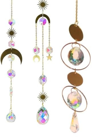 Attrape Soleil, Lot de 3 Suncatcher Pendentif en Cristal pour Maison Fenêtre Jardin Noël Jour Mariage Décoration