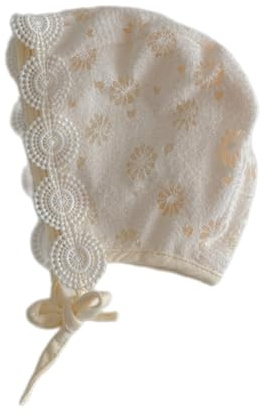 Gorro de encaje de algodón para recién nacidas, elegantes gorras bordadas a la moda para bebés, gorros fetales encantadores
