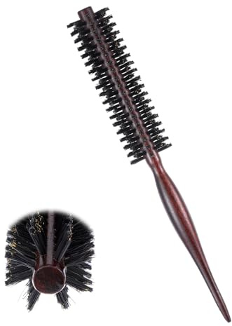 KFHENSOMR Cepillo redondo pequeño con cerdas naturales de jabalí y nailon, cepillo redondo de cerdas de jabalí, cepillos voluminizadores para secar con secador, peinar cabello corto/fino y flequillo