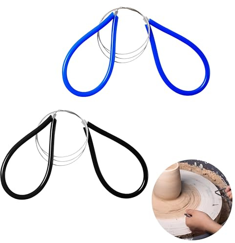 2 Pcs Clay Cutters with Handles, Pottery Tools Cutting Wire, Polymer Clay Tools and Cheese Wire Cutter for Sculpting, Soap Cutter, Dough, Ceramics and Craft Projects