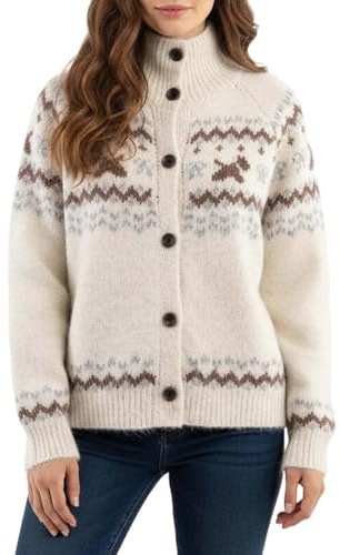 Cardigan Donna Caldo Maglione Corto Cardigan Maglia Elegante Inverno Cardigan Autunno Maglione Leggero Giacca di Transizione Maglia Norvegese con Bottoni, bianco, M
