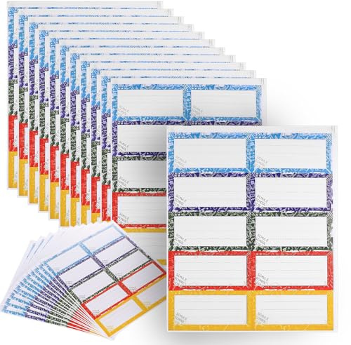 240 Pcs Book Labels Stickers, Notebook Stickers, Lined Self-Adhesive School Labels, School Sticker for Writing Home Office, Hand Labelling(Colourful, 30 x 65mm)