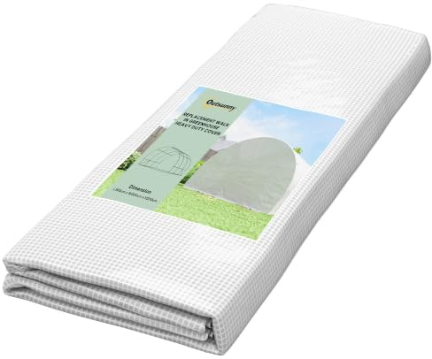 Outsunny Film de Serre 3x3m imperméable Porte roulante 6 fenêtres Blanc | Film polyéthylène, protection UV, résistant à la déchirure, bâche de jardin, pour tunnel, film seul