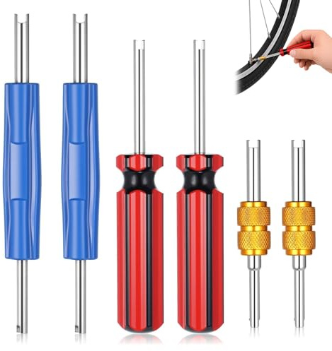 HUILLIGHT 6uds Herramienta de Válvula de Neumático Extractor de Núcleo de Válvula Schrader de Cabeza Simple y Doble para Coche Bicicleta Moto Camión y Aire Acondicionado
