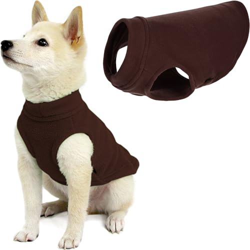 Gooby - Stretch fleece vest, pullover fleece vest jacket sweater for dogs, brown, small
