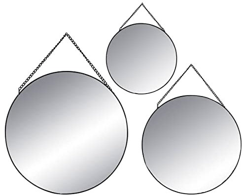 ATMOSPHERA CREATEUR D'INTERIEUR - Set di 3 specchi Rotondi Neri d20 24 29cm