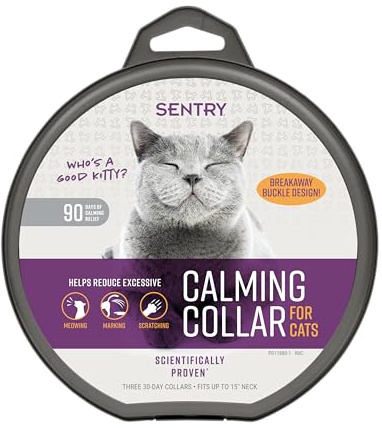 Sentry Calming Collar for Cats, Long-Lasting Pheromone Collar Helps Calm Cats for 30 Days, Reduces Stress, Anxiety, Loud Noises and Separation, 3 Count