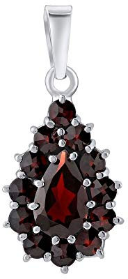 SILVEGO Damen Anhänger aus 925 Sterling Silber mit echtem Granat