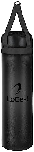 Logest Boxing Bag - Hanging Punching Sports Training Equipment MMA, Karate, Judo, Muay Thai, Kickboxing or Freestanding Unfilled Max Capacity 100 Lbs Heavy (Black)