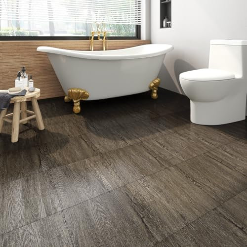 Livelynine Suelo Vinilo Autoadhesivo Madera Roble Vinilo Adhesivo Suelo Interior Impermeable Baldosas Adhesivas Suelo Baño Cocina 30x30CM Suelo Laminado Adhesivo para Habitación Salón, 4 Baldosas