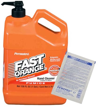Fast Orange Handwaschpaste Kanister à 3,78 Liter mit Pumpe - Effektive Reinigung mit pflegenden Inhaltsstoffen inkl. 1 St. DEWEPRO SingleScrubs