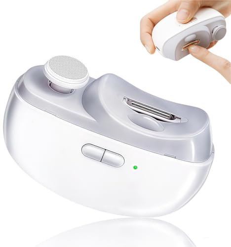 New Upgrade Electric Nail Clipper, Electric Nail File, 2 in 1 Automatic Nail Trimmer & File Polisher,Clip, Storage with LED Light, USB Rechargeable, Safe, Gifts for Women Men Baby&Kids Adults Seniors