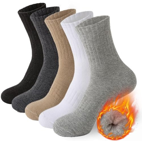 MOSOTECH Calze Termiche Donna Invernali - Colorate Spesse in Spugna, Calzini Termici Vintage di Calda per Trekking, Lavoro, calzettoni Regalo Taglia Unica 35-42